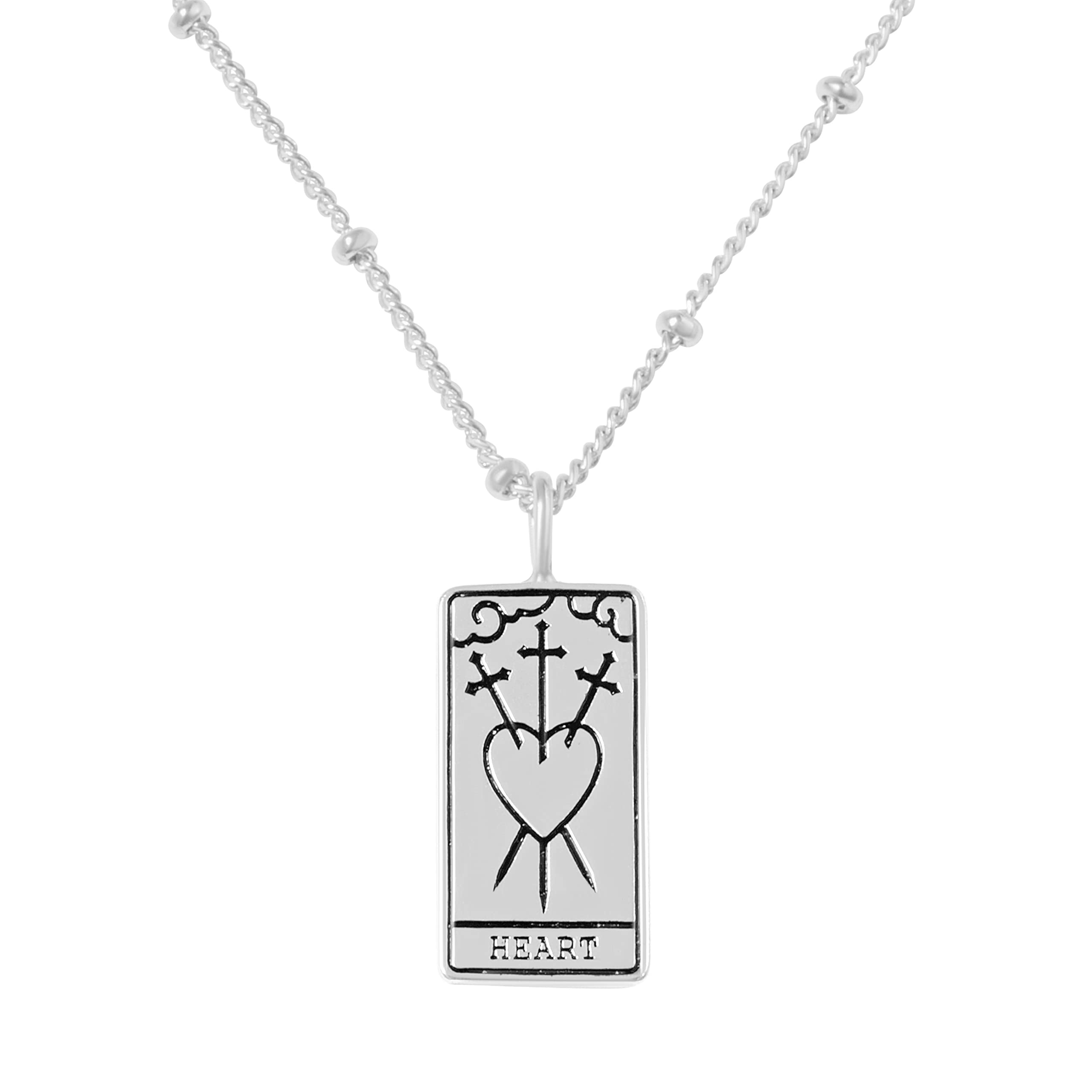 ONDAISY Tarot Card Fortune Pendant Charm Necklace For Women Star World Sun Moon Heart Wisdom Strength Fortune, Brass, Cubic Zirconia