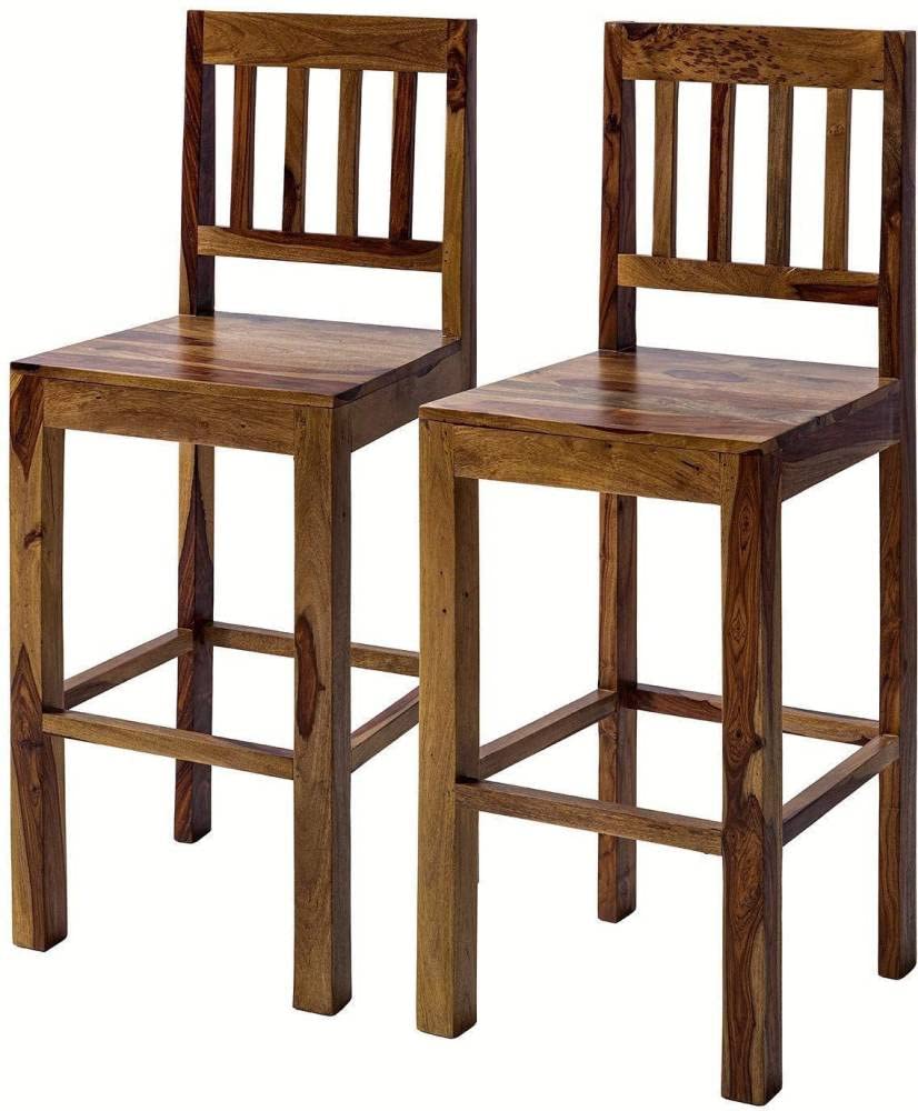 Aasliya Solid Sheesham Wood Bar Tall Stool Set of 2 Long Bar Counter