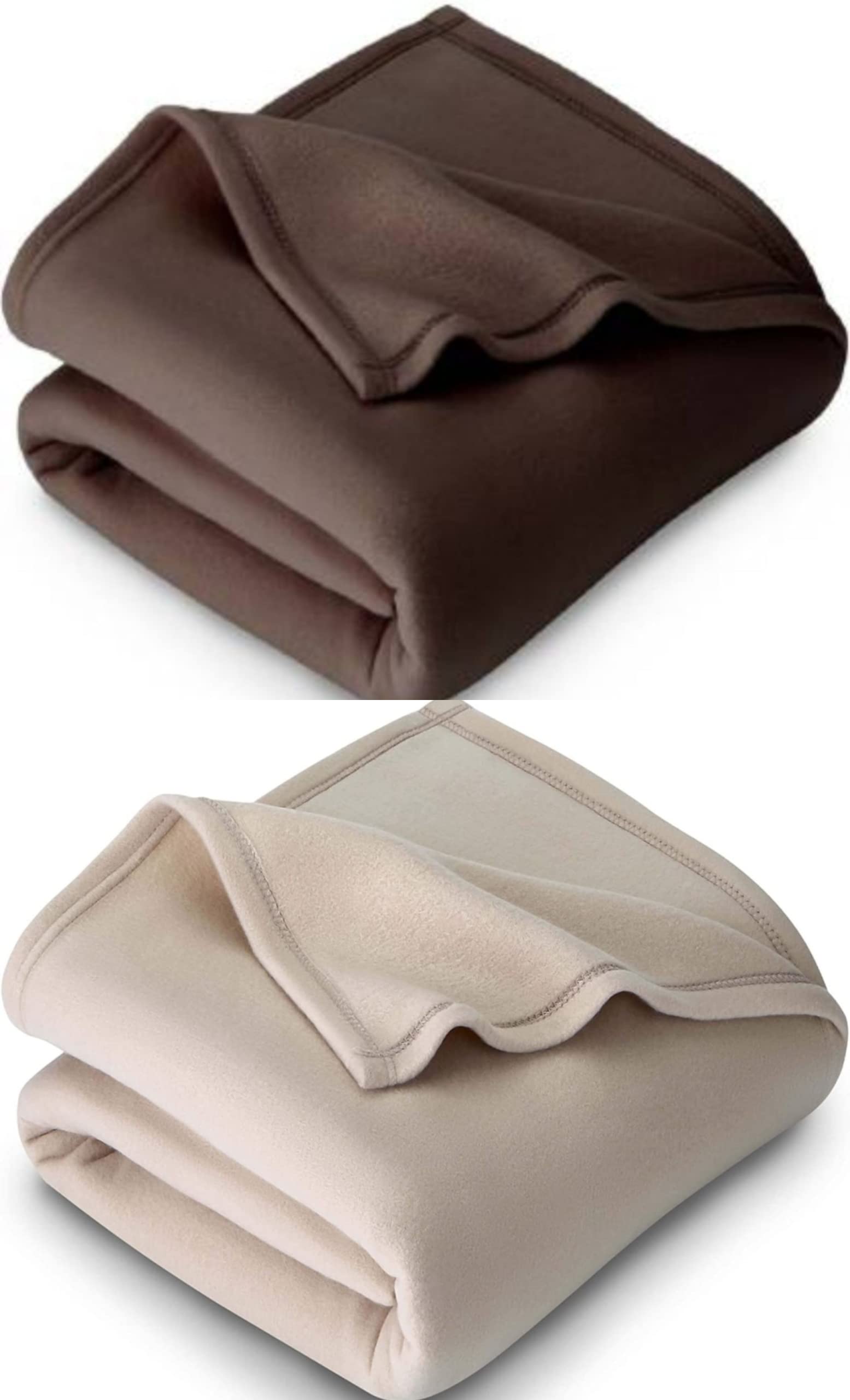 VORDVIGO Combo Pack of 2 Single Bed Solid Polar Ac Blanket_Size - 60 * 90 inch, Color-Brown&Cream-image-25