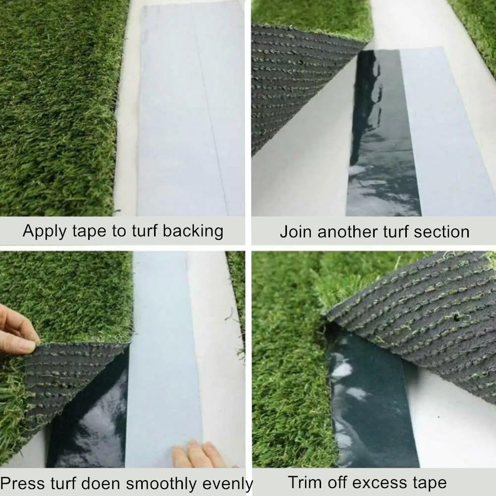 Cinta de sutura de césped artificial de 150 mm * 10 m cinta de césped cinta de césped, utilizada para césped de jardín Astro y césped artificial de alta densidad (negro / verde) (verde)
