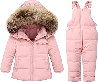 Toddler Snowsuit Boy Baby Winter Coat Girl Snow Pants and Jackets Bib 1-2-3-4-5T