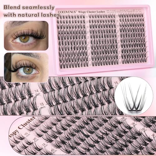 Image of Lash Clusters Kit Wispy Eyelash Clusters Lashes Natural DIY Lash Extension Kit 10-16mm Cluster Eyelash Extensions Kit 300pcs C Curl Individual Lashes Cluster Eyelash (With Tweezers)