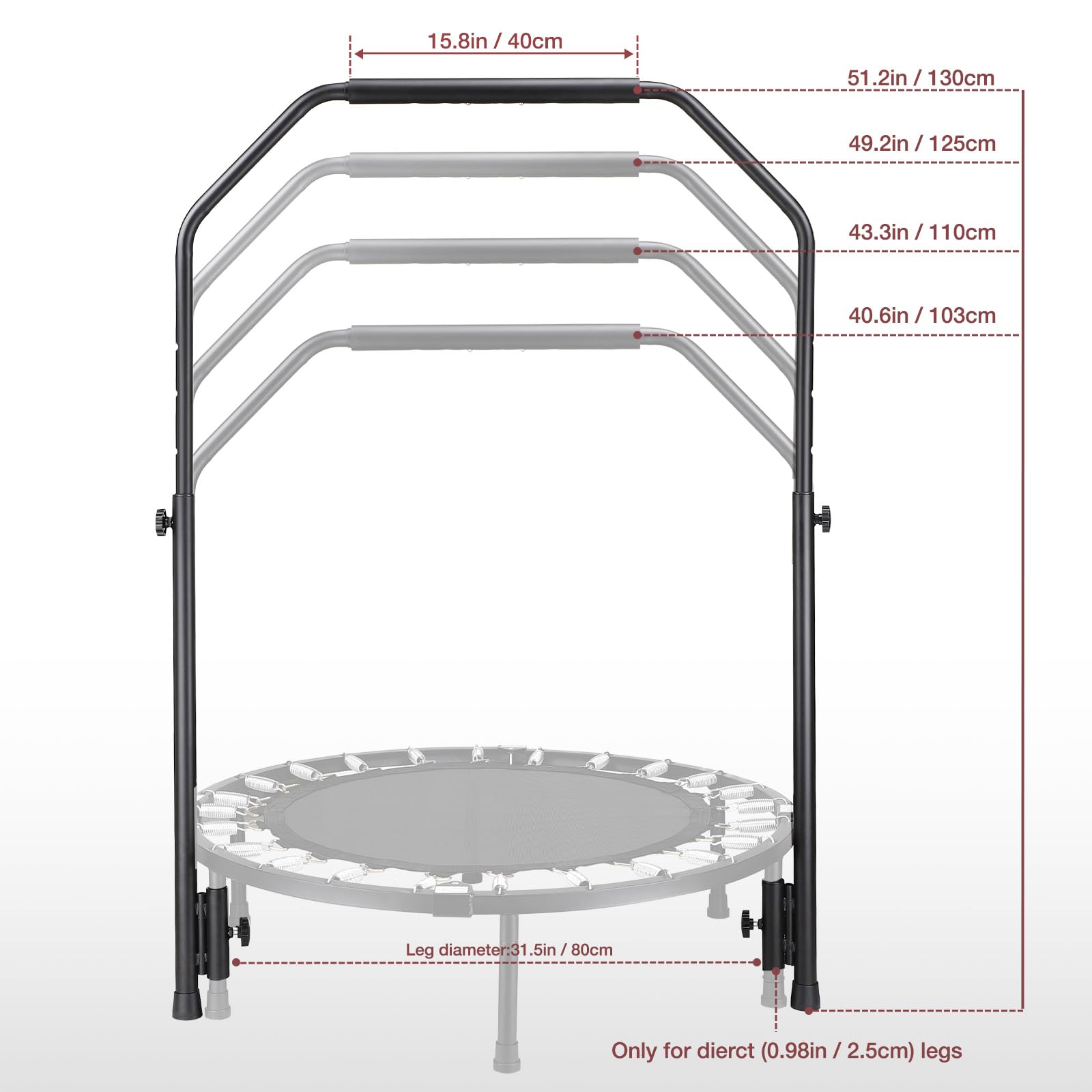 Bar Trampoline TOBWOLF Quick-Release Handle Bar For Straight Leg