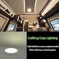 Vista 7 de Luces LED de 12 voltios de 7 pulgadas CC 12/24 V 10 W Downlight 5500-6500K blanco brillante cúpula redonda cámper RV luces interiores de techo LED