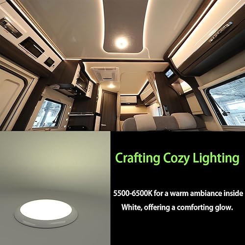Miniatura 7 de Luces LED de 12 voltios de 7 pulgadas CC 1224 V 10 W Downlight 5500-6500K blanco brillante cúpula redonda cámper RV luces interiores de techo LED