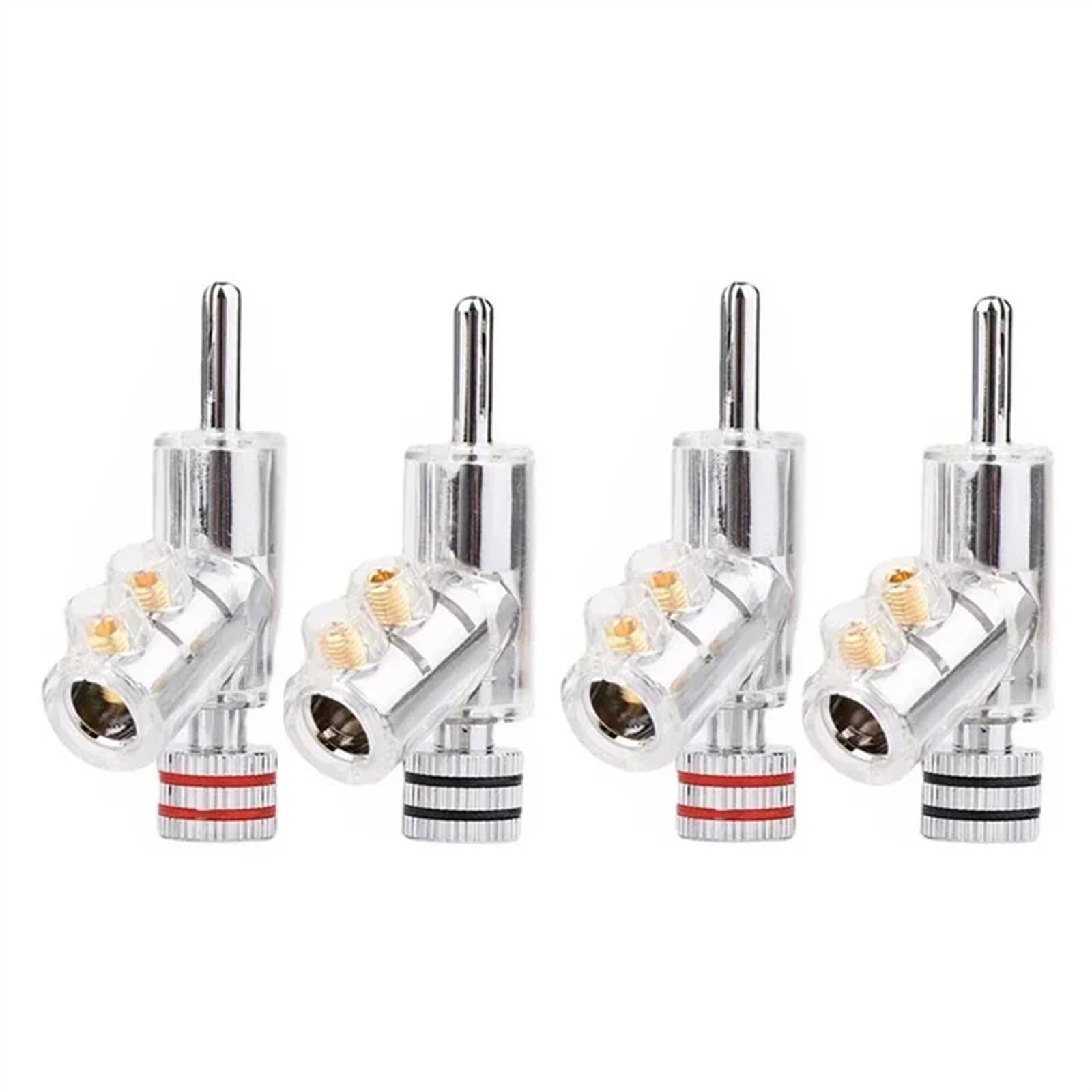 4 cavi per altoparlante bloccabili, placcati in oro 24 K, con connettore a banana (nero, 4 pezzi)