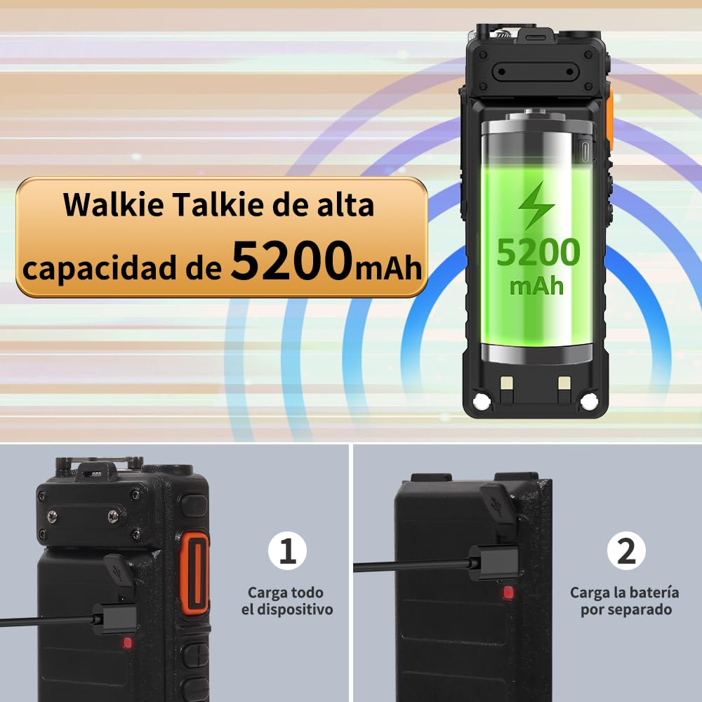 BAOFENG Walkie Talkie Doble Banda UHF/VHF Radioaficionado Largo Alcance hasta 11W con batería de 5200mAh 999 Canales CTCSS/DCS Radio FM VOX DTMF Walkie Talkie para Adultos - UV25M