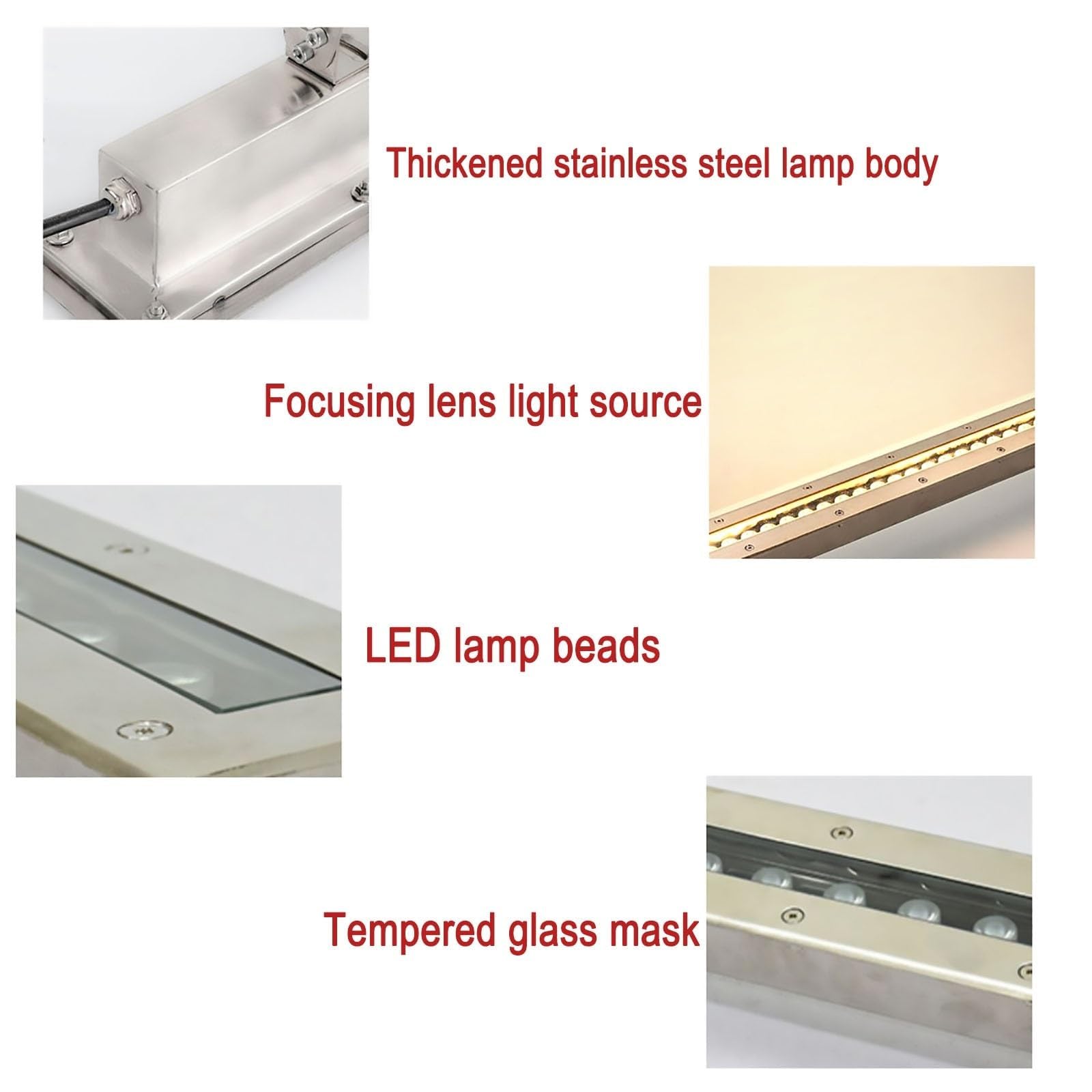 Faretti Subacquei Da Incasso - Faretto A Fascio LED Luci, Luci Subacquee A Strisce LED Impermeabili IP68 Faretti Per Piscina In Acciaio Inossidabile, Luce Subacquea Rettangolare Da 24V(Warm White,9W-3