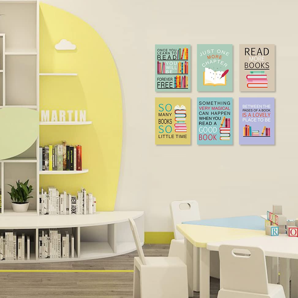 Image of CHDITB Read Book Classroom Decor, Inspirational Quotes Reading Wall Art Print For Kid, 12x16 Inches Colorful Motivational Books Educational Canvas Wall Art For Library Reading Room School Wall Decor