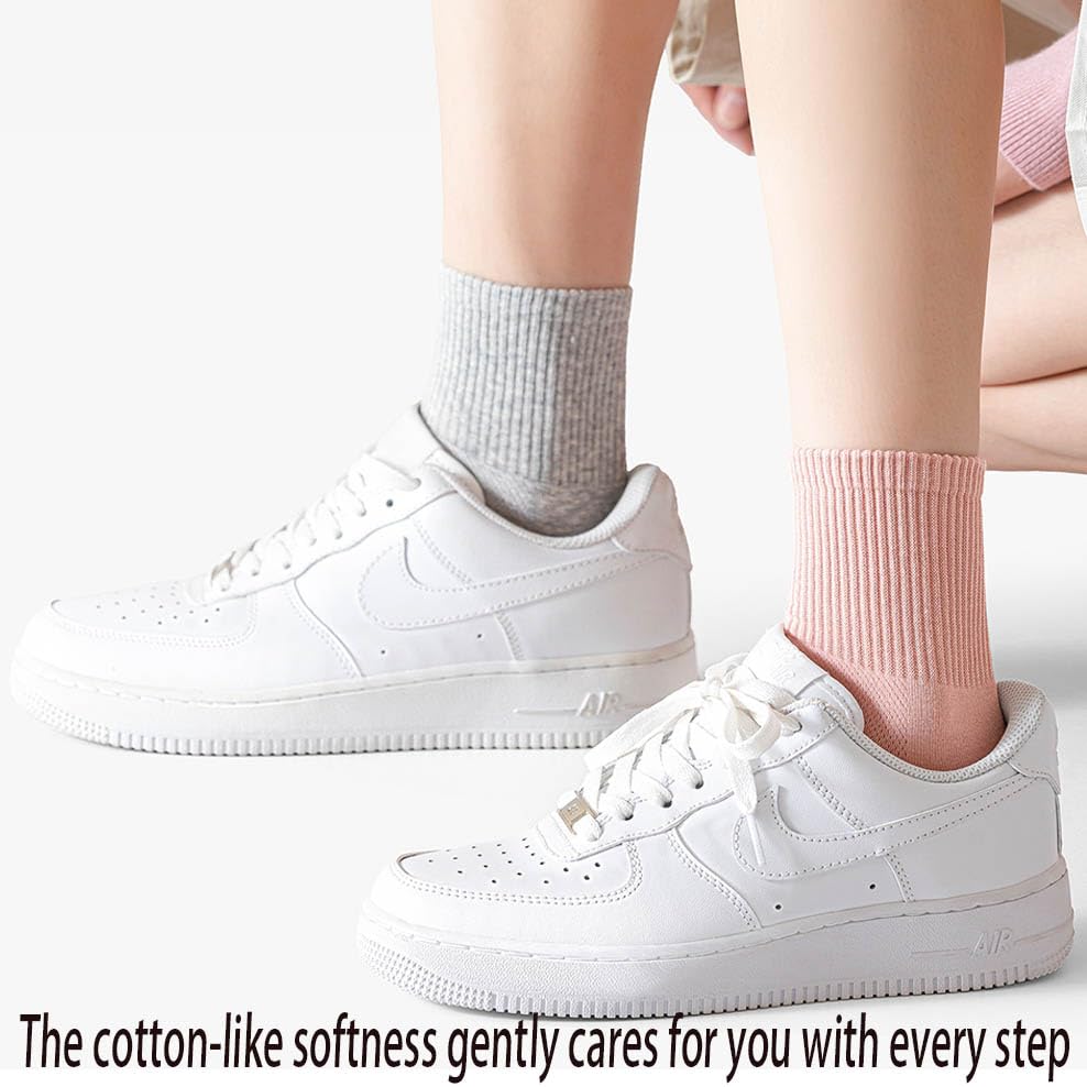 ManGeYa Women's Breathable Casual Mid Tube Socks, White, Large, 6 Pairs - image 2