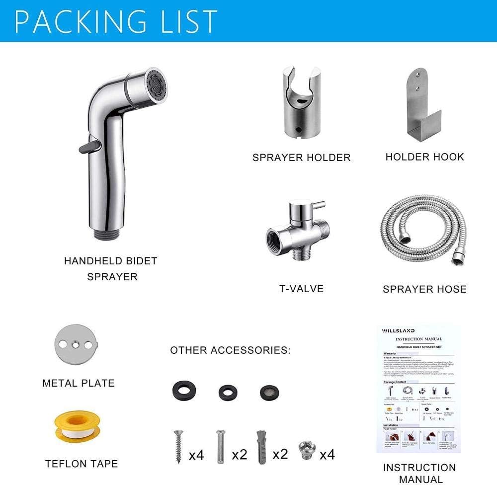 HandheldSprayer Toilet Stainless Steel - Multifunctional Spray Gun and Full Copper Three-Way high Pressure Valve Wall Mounted