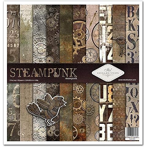 ITD Collection - Scrapbooking Package 12 x 12 inches, Scrapbooking Paper, Decorative Paper, decoupage, Card Making, Paper Size - 310 x 320 mm (SLS-003) (Steampunk) Cover