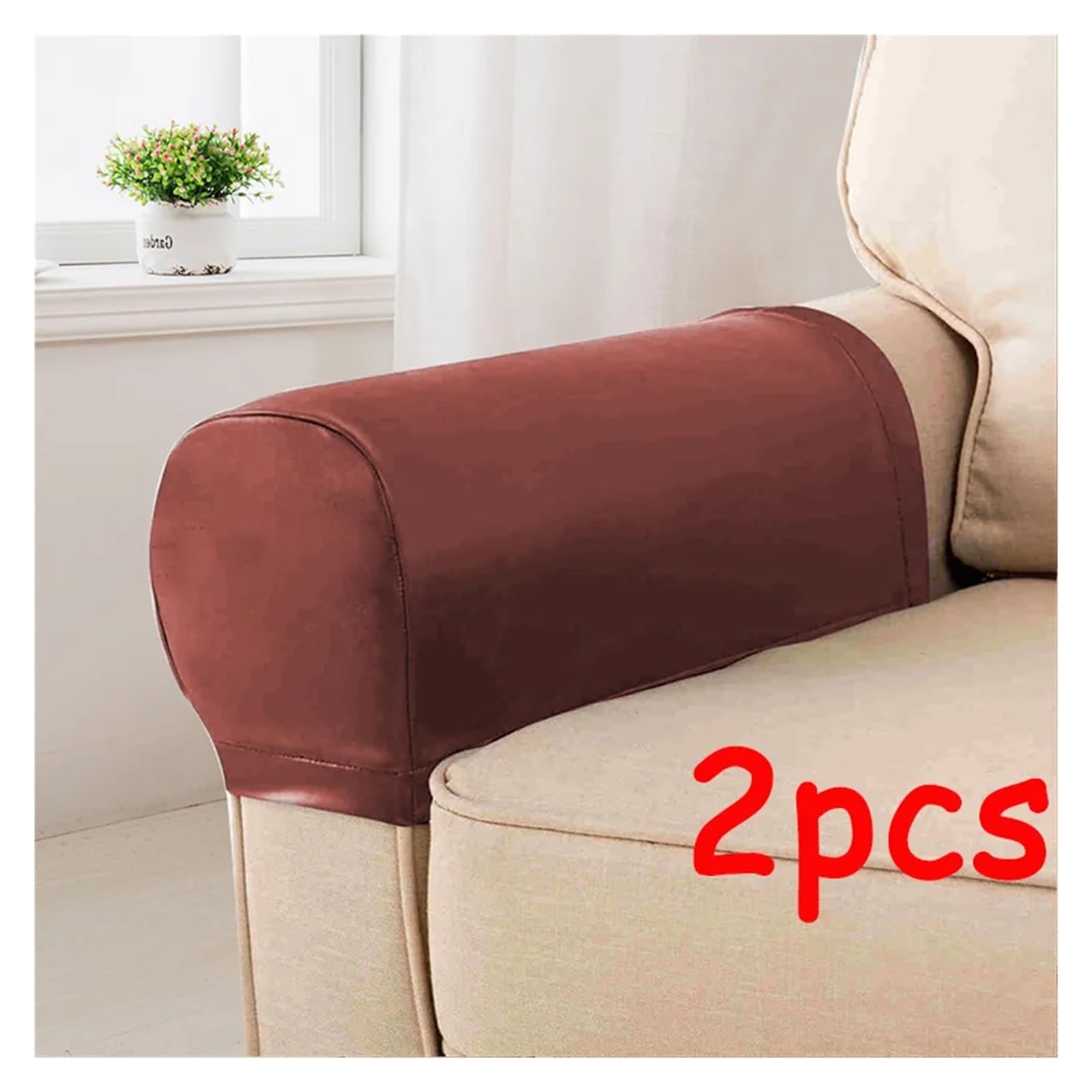 Armrest Covers Housses d'accoudoirs de canapé en Cuir PU, Ensemble 2 pièces, Protection des accoudoirs Chaise, Extensible et Amovible, décor(Gray)