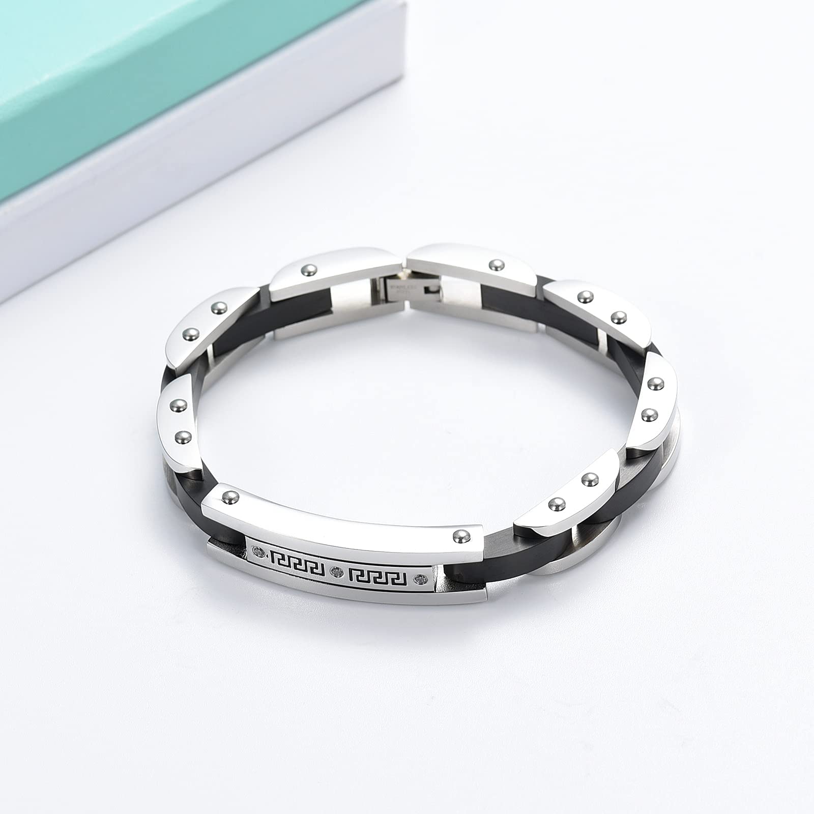 MOCHAMIK Kremationsschmuck, Urnen-Armband für Asche, für Damen und Herren, Gliederarmband, Asche-Gedenk-Andenken-Armreif – Gedenk-Asche-Andenken, 22 cm