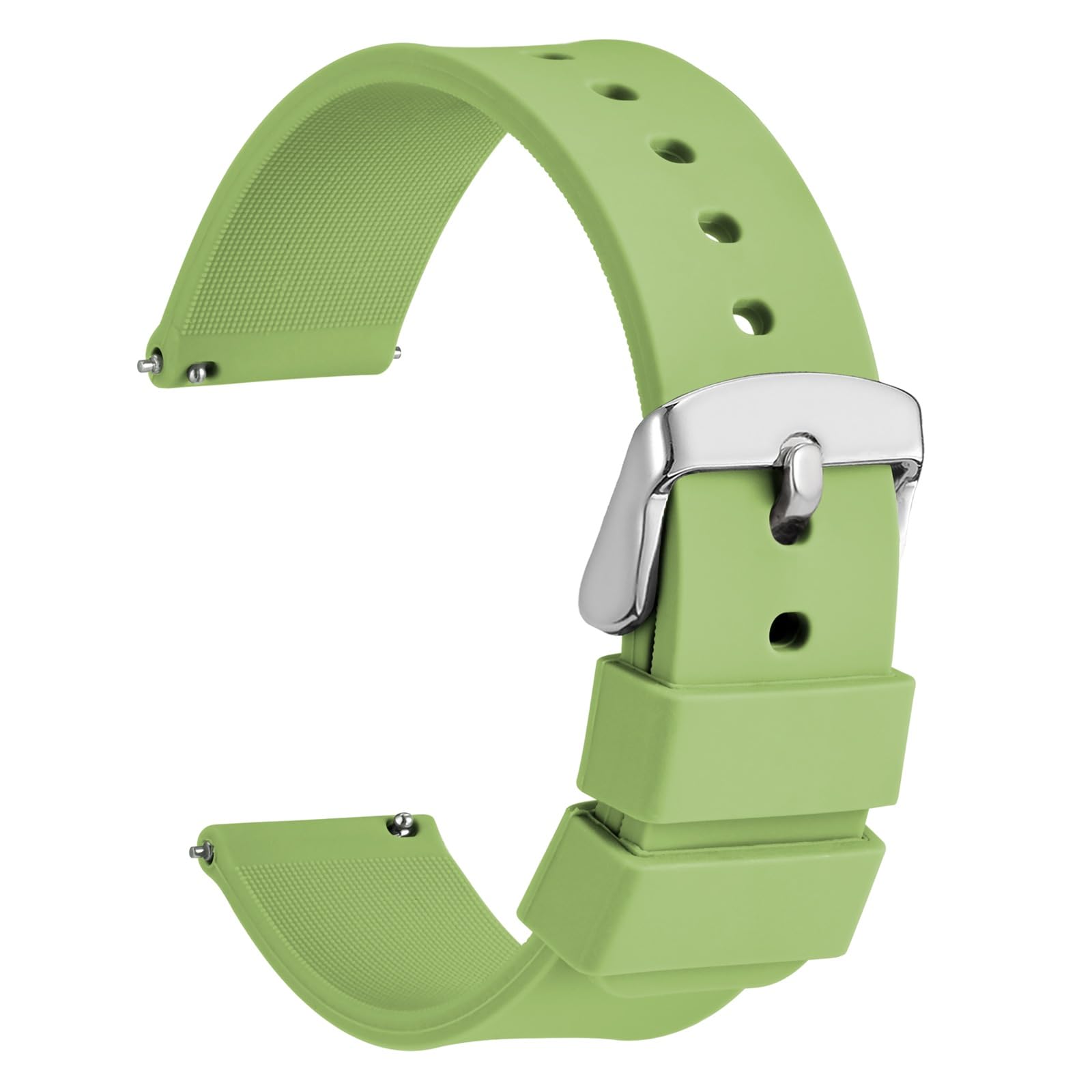 WOCCI 24mm Silicone Watch Band, Quick Release Rubber Replacement Strap with Black Stainless Steel Buckle (Black) — view 19