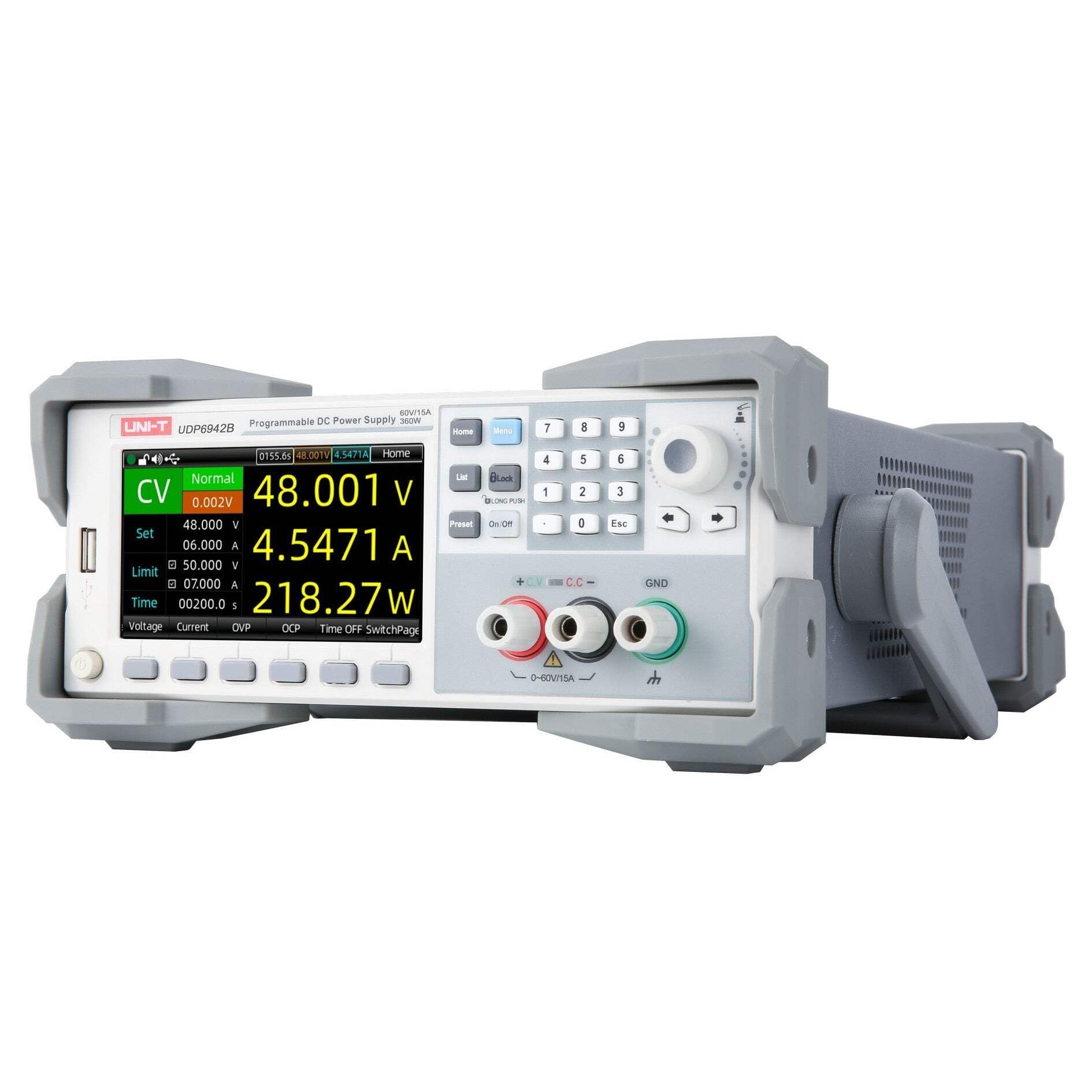 UNI-T UDP6942B Schaltnetzteil | 0–60 V, 0–15 A, 360 W, 1 Kanal, 0,1 mV/0,1 mA Auflösung, ≤0,03%+5 mV Spannungsgenauigkeit, ≤0,1%+15 mA Stromgenauigkeit, RS232/RS485/USB-Gerät/LAN-Schnittstelle