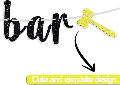 Miniatura 7 de Cartel de pasó la barra con purpurina negra, abogado de felicitaciones/Born to Argue/Big JD Energy Bunting Sign, suministros de decoración de fiesta