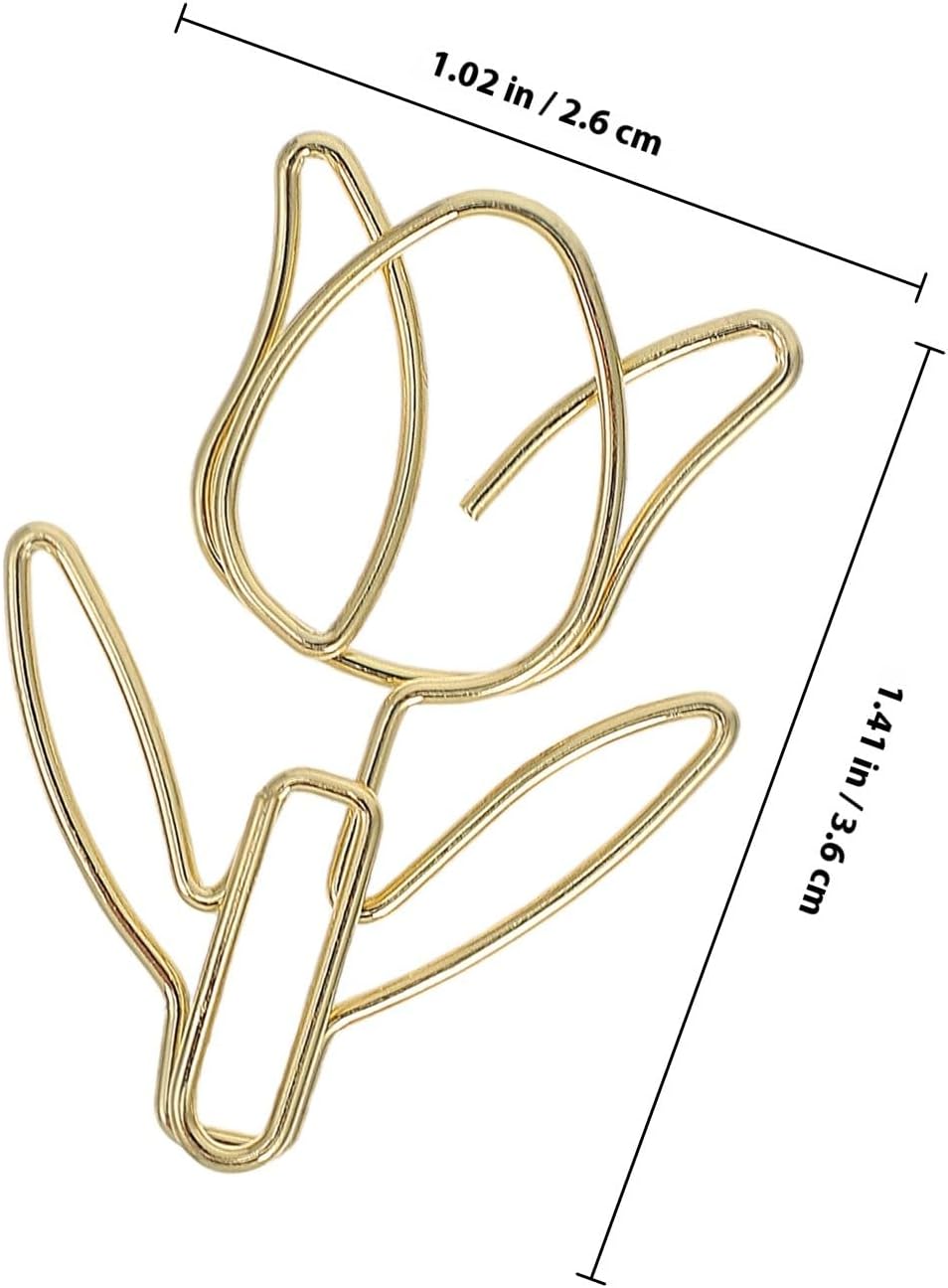 20Pcs Gold Tulip Paper Clips Colorful Metal Novelty Paperclip Memo Holder for Office School Document Organization and Crafting image 2