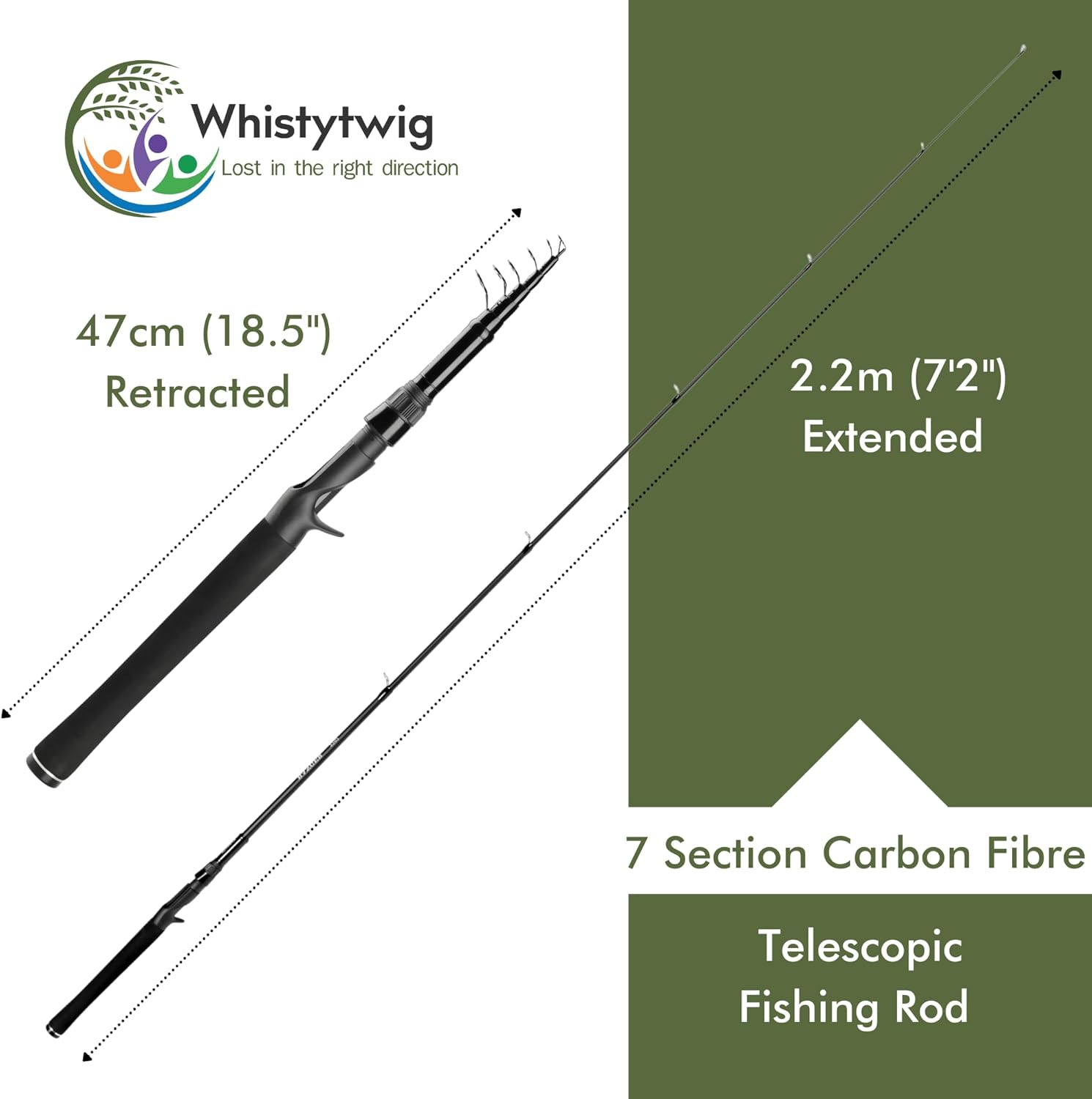Whistytwig Carbon Fiber Telescopic Fishing Rod - Portable Collapsible Design for Travel and Adventure - Versatile Saltwater and Freshwater Fishing Pole