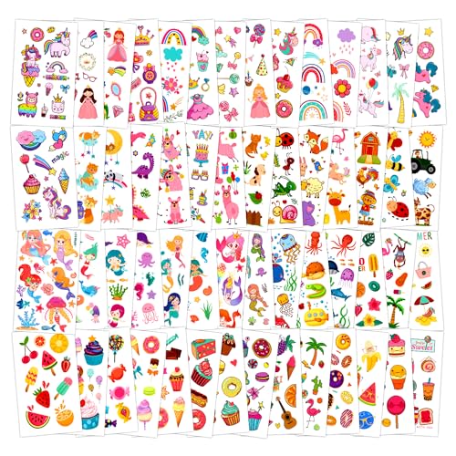 Tatuaggi Temporanei Bambini - 20 Fogli Cartoon Impermeabili 5x5 Cm - Foto 5