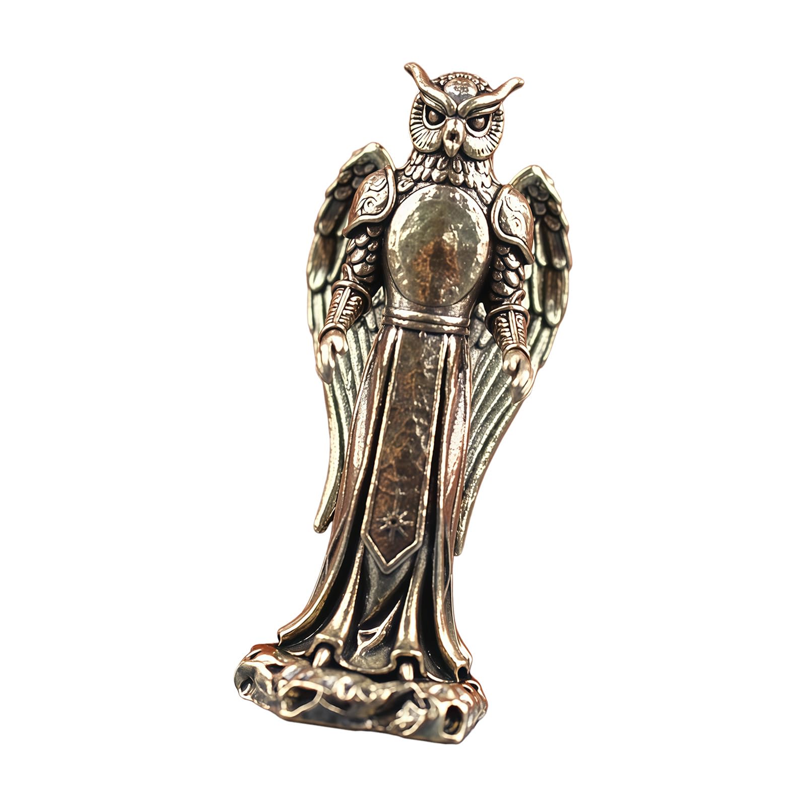 Navna Antiqued Brass Owl Miniature Figurine Ornament for Home Decors and Mystical Collectible Statue Wizard Culture Accessories Antique Owl Decoration