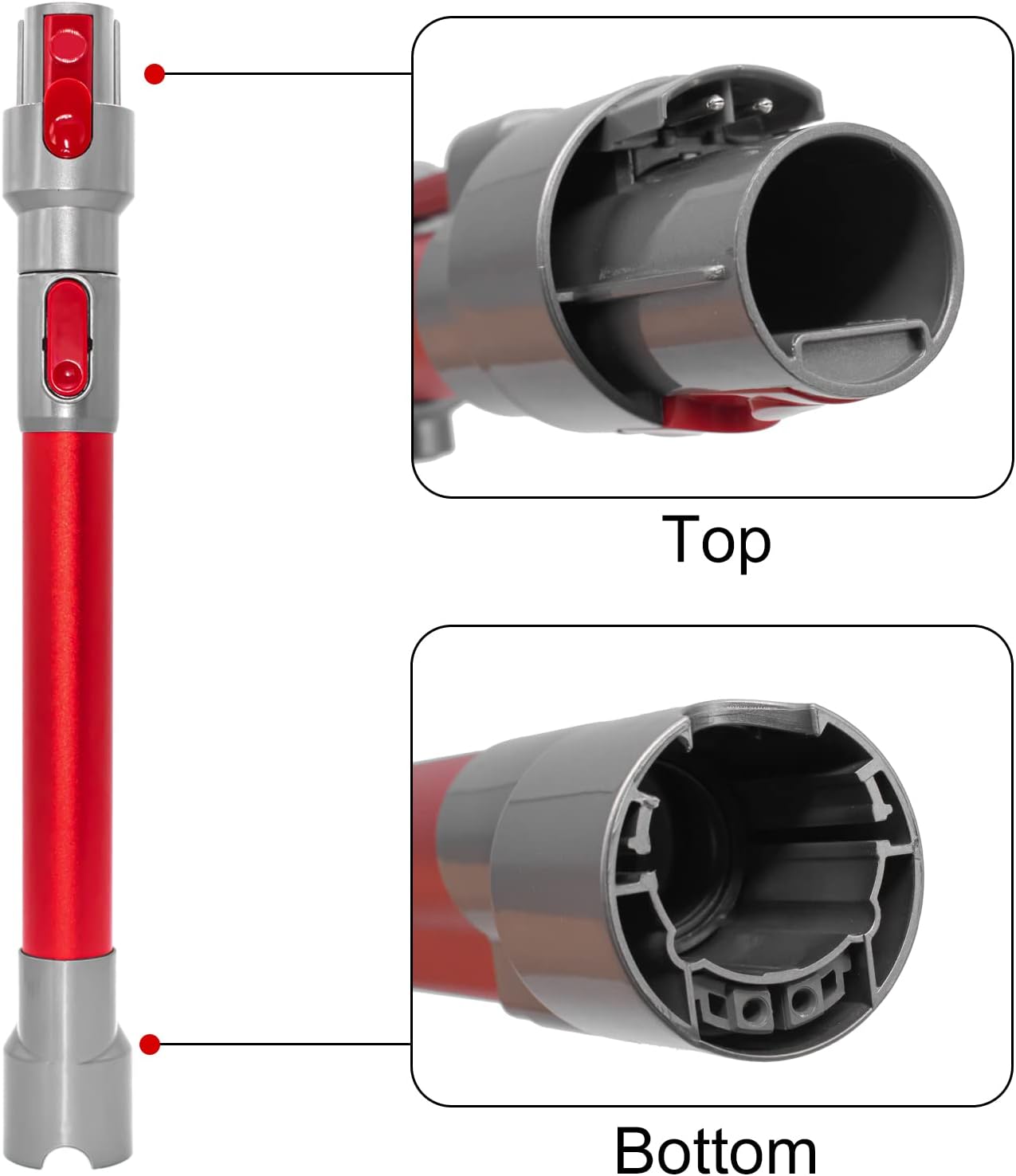 Garbage fighter Quick Release Extension Wand Compatible with Dyson V7 V8 V10 V11 Vacuum Cleaner Wand Replacement, Adjustable Length 18 to 28 Inch Extension Tube (Red)