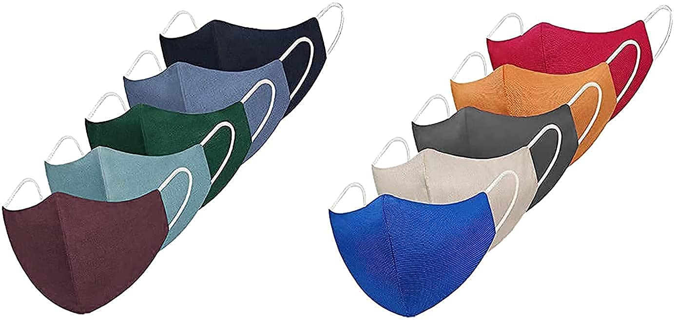 STUTI WORLD Pure Cotton Formal Collection Mask for Men/Women Pack of, 3 Layers Skin Friendly Washable Fabric, Light Weight & Comfortable.(Multi Color).