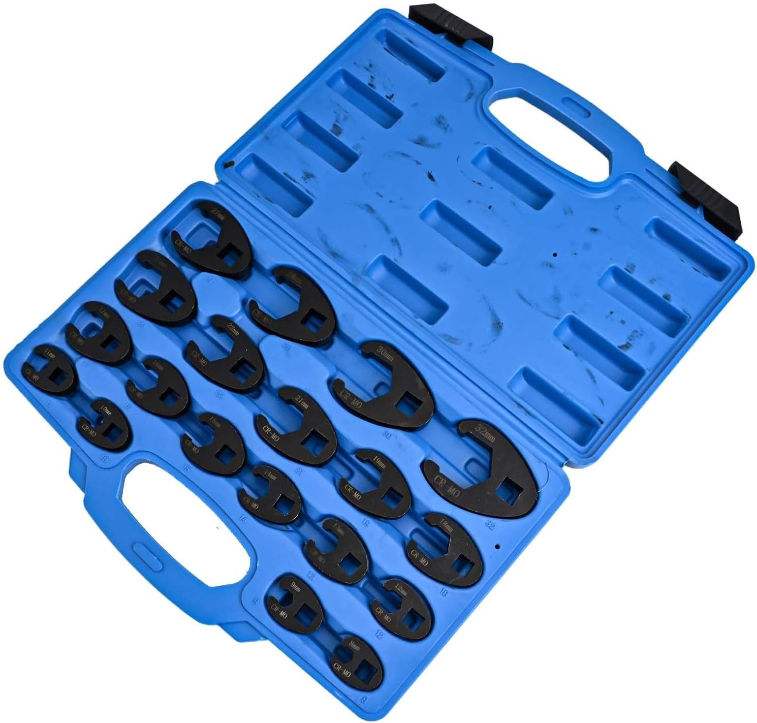 3/8” & 1/2” Drive Jumbo Crowfoot Flare Nut Wrench Set, 19PC Metricols 8 32 mm Sizes,Flare Nut Wrenchol Set for 3/8in and 1/2in Drive Ratchet