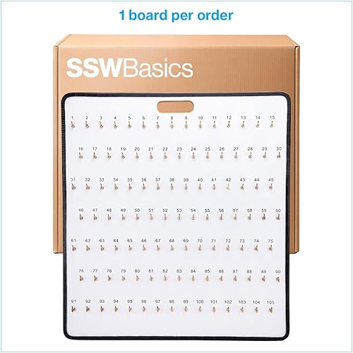 Miniatura 5 de SSWBasics Tablero para llaves con pestañas de cierre automático - 105 ganchos - 29 pulgadas de ancho x 31 pulgadas de largo
