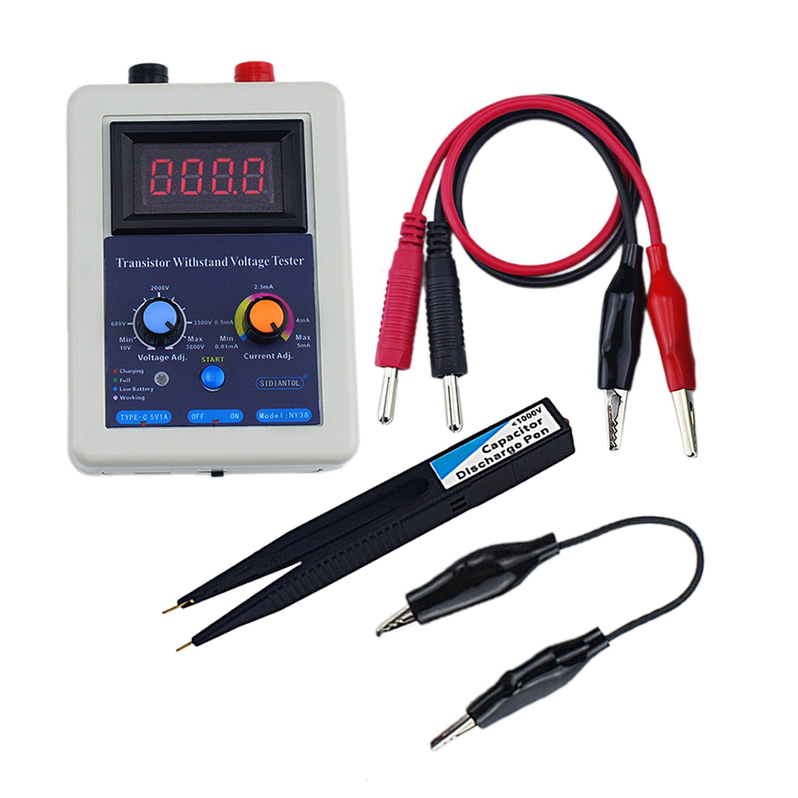 Generisch Comprobador de voltaje para componentes eléctricos, 0-3800 V, set 3 | Probador avanzado de componentes electrónicos con salida ajustable, línea de prueba adecuada