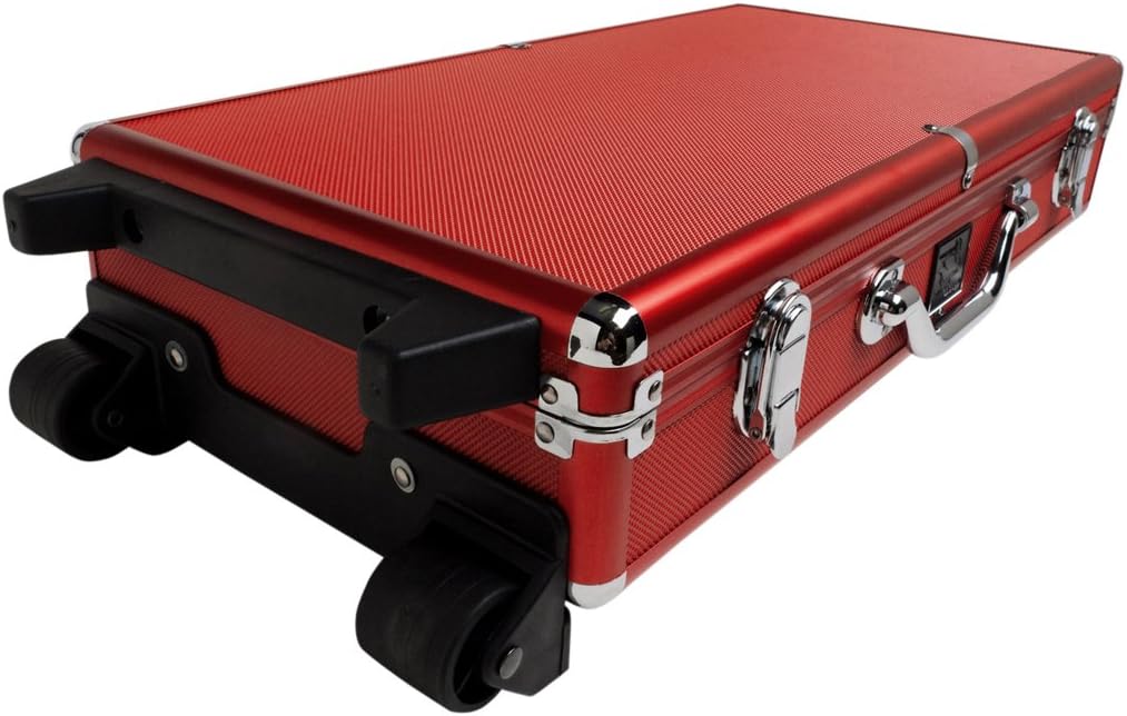 Nеw Prоduсt White Swan Mah Jongg Set - Modern Wheeled Aluminum Case - (Ivory Tiles - Pusher Arms - Red) American Mahjong Game Set