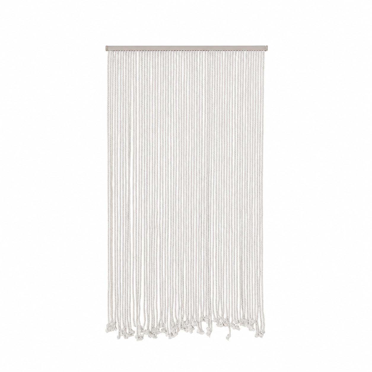 Acomoda Textil – Cortina para Puerta de Algodón 90x200 cm para Terraza, Jardín, Balcón y Patio. Panel con Barra de Madera Interior y Exterior Antimoscas e Insectos de Facil Instalación. (Blanco)