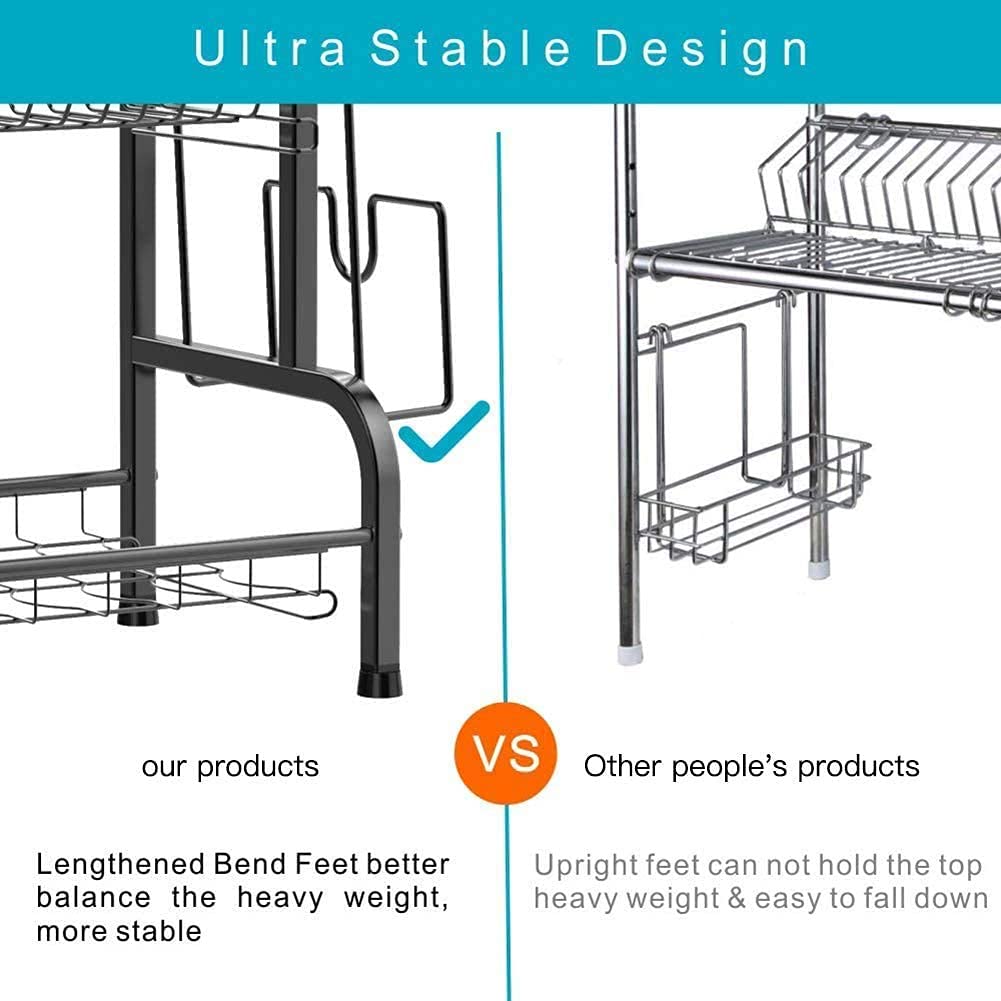Buy 304 Stainless Steel Dish Drainer Rack, SMHOUSE 2 Tier Dish Drying