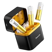 Zepath 8PCS 1,5V AA Lithium Batterie Ricaricabili con Caricabatterie 8 Slot