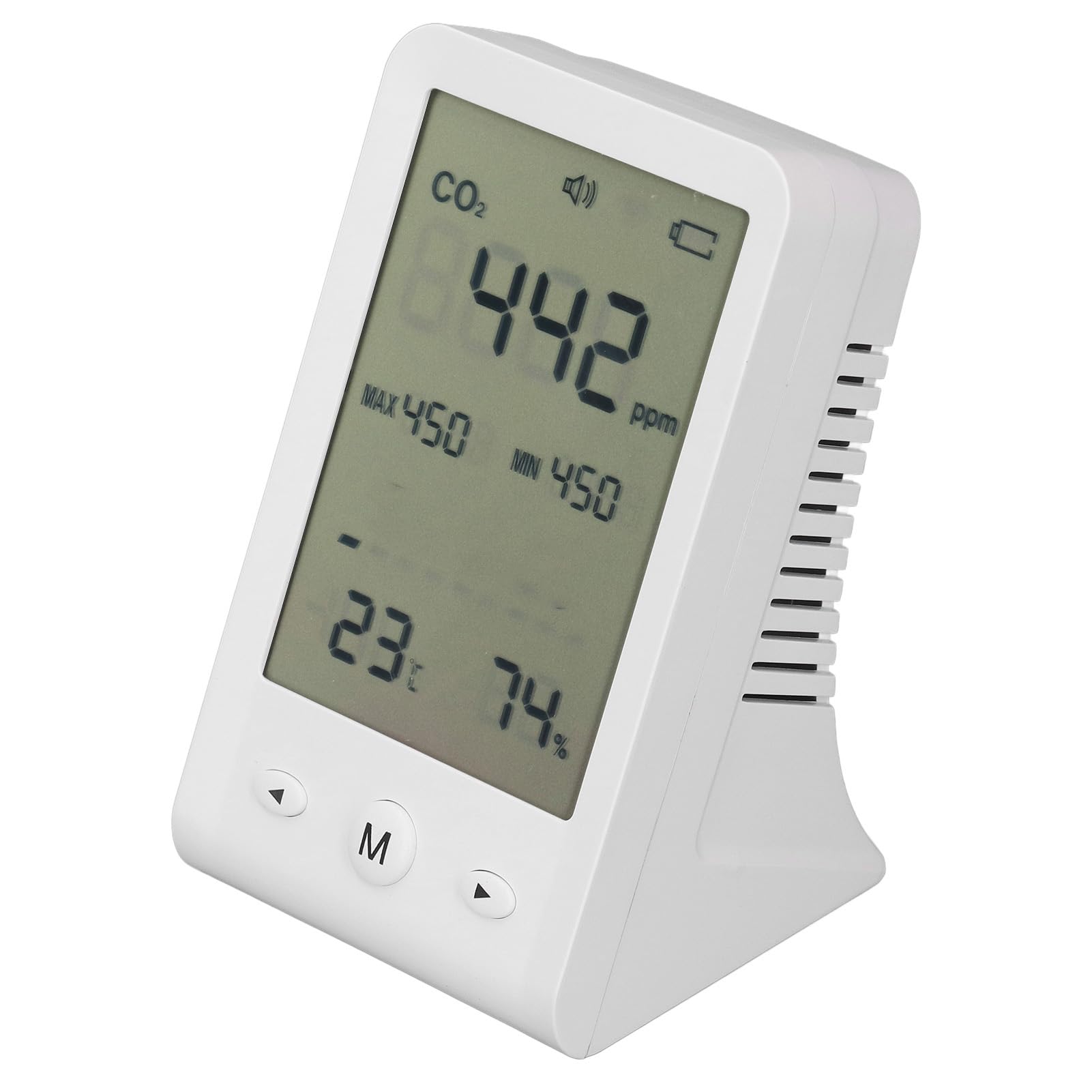 Monitor de CO2, Detector de CO2 Multifuncional, Termómetro Higrómetro con Alarma, para Medidor de Calidad del Aire Interior, Hogar, Oficina, Aula