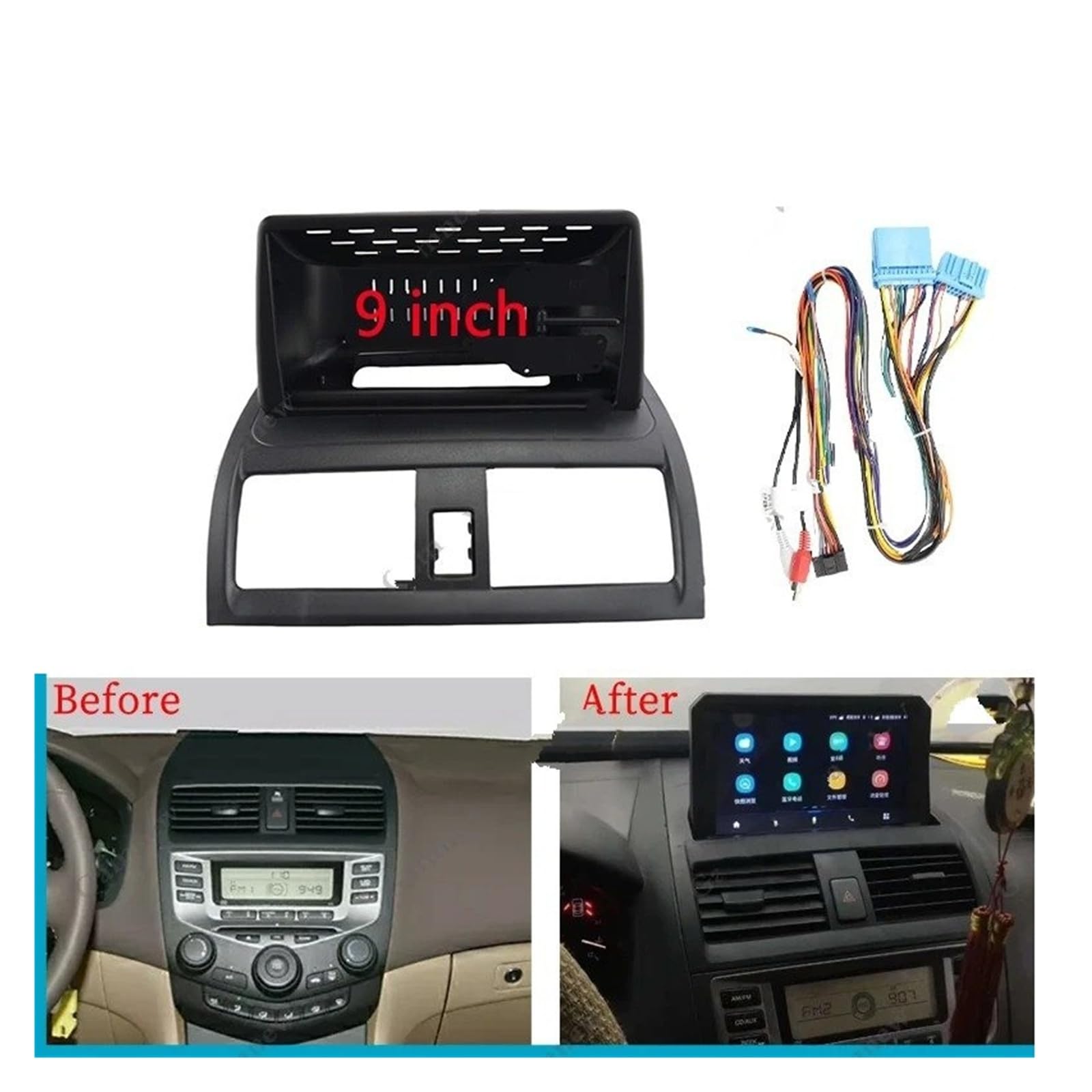 Fascia Marco para Accord 7 2004 2005 2006 2007 Marco Coche 9 Pulgadas Adaptador Fascia Android Radio Dash Kit Panel Ajuste Juego Panel Radio