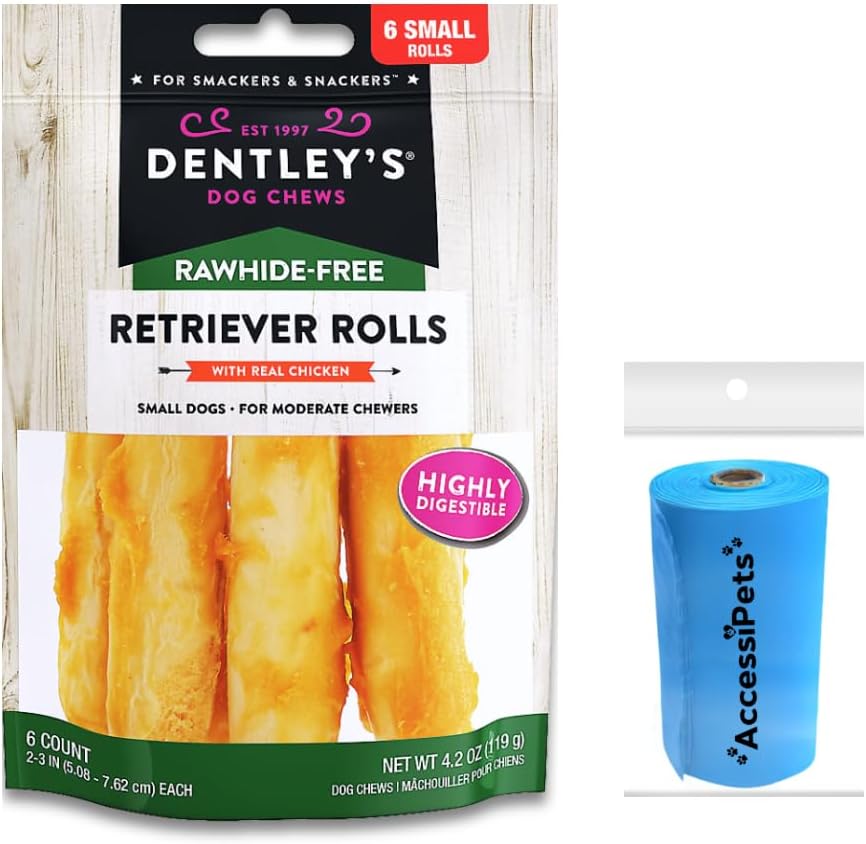 AccessiPets Dog Chews Dentley's 3 Inch Retriever Rolls