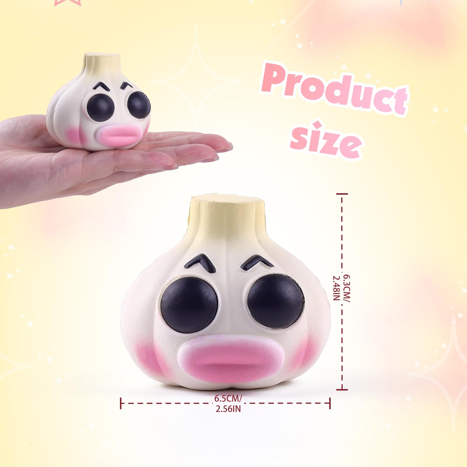 Anboor Kawaii, zestaw 2 zabawek czosnkowych, zapachowych, powoli amortyzujących piankowych quishies, zabawki redukujące stres dla dzieci, nastolatków i dorosłych