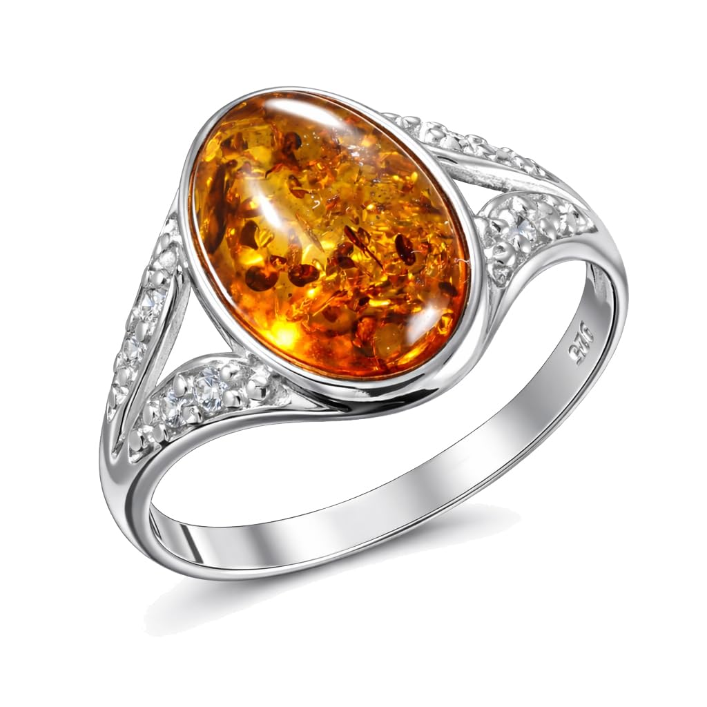 Holiday Gift Shops Sterling Silber und Baltischer Honig Bernstein Ring Salma