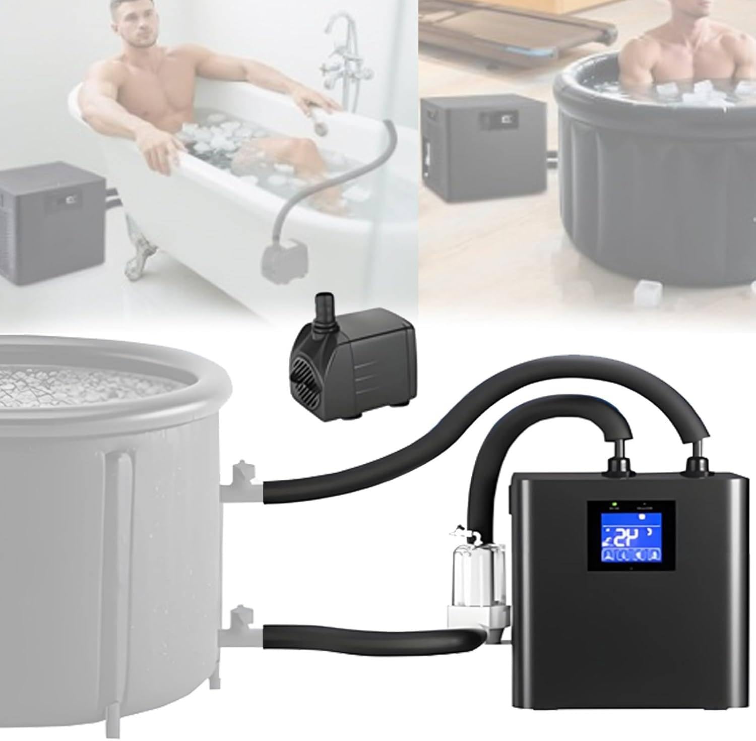 XUXIAO Ice Bath Cooler, 600W Water Chiller Cold Plunge Chiller, with External Filter & Submersible Pump, Recovery Water Cooler for Athletes with DoublePumps