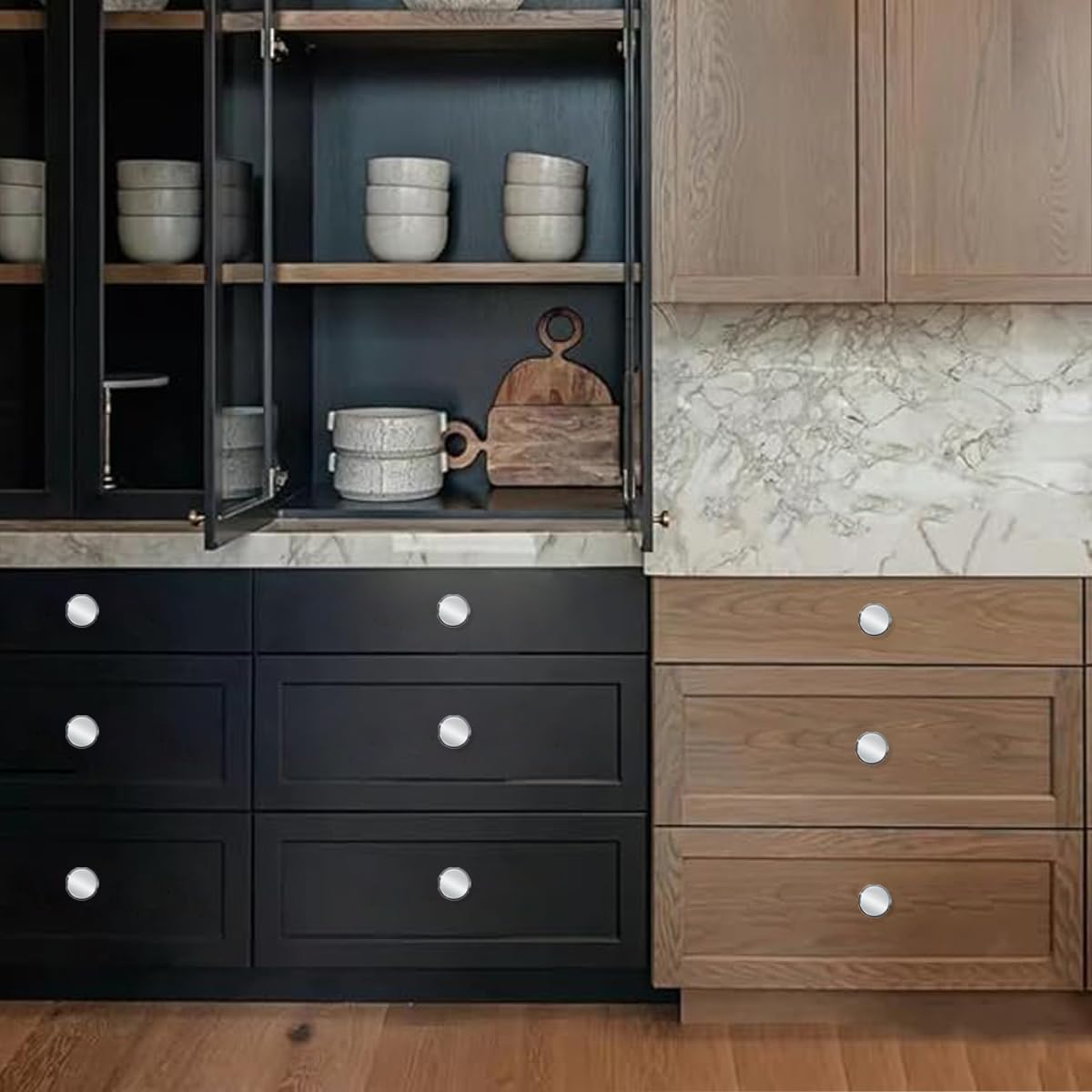 Satin Nickel Cabinet Knob Amerock - 1-3/4 Inch Hint Of Heritage Collection  - Single Pack Drawer Pull Cabinet Hardware, image size:1200x1200