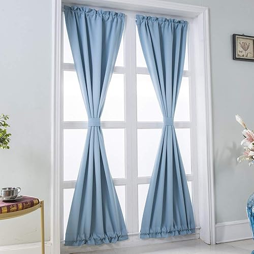 Miniatura 3 de Jarl home Cortinas opacas de 1 pieza con diseño de globo azul cielo para puertas francesas, cortinas opacas con bolsillo para barra, para