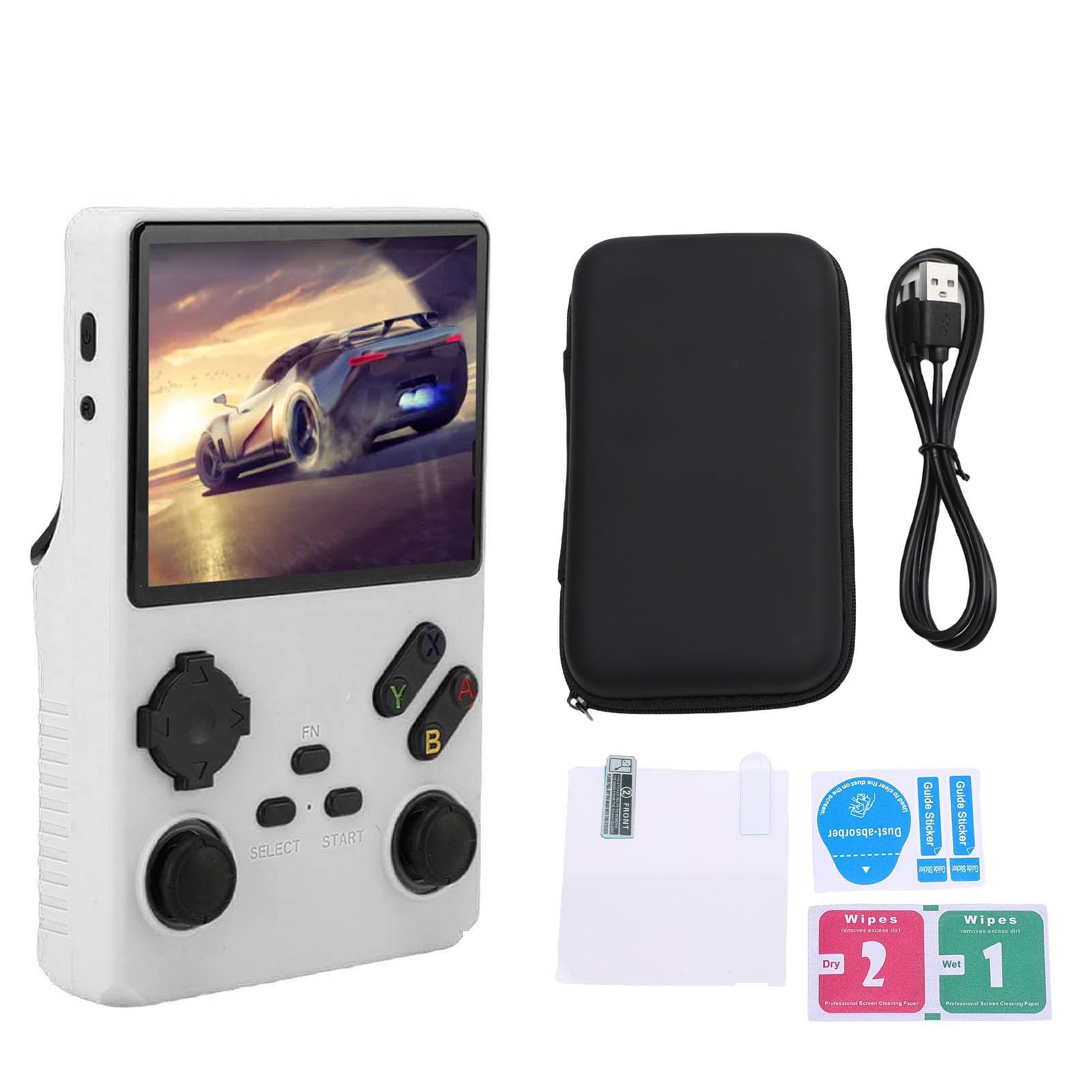 Vikye V40 Pro Handheld Game Console, 3,5 -calowa Konsola Gier w Retro, Naładowane Klasyczne 3800 MAh Podwójne Joysticks Handheld Console (WHITE)