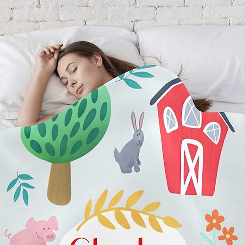 Miniatura 4 de Manta personalizada de animales de granja con nombre, manta de forro polar suave para hombres y mujeres, regalo de cumpleaños de 50 x 60 pulgadas