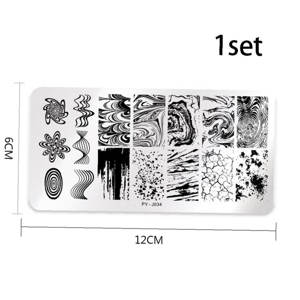 Onsinic Nagelstempelplatte – Marmor-Muster Für Nail Art, Edelstahl-Schablone 12x6 Cm
