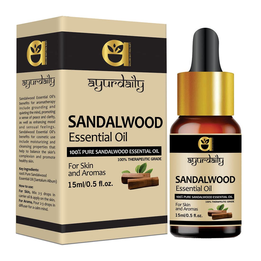 Ayurdaily 100% Pure Sandalwood Essential Oil Undiluted Therapeutic Grade Scented Oils - for Diffuser, Relaxation, Skin Therapy 15ML (B096VWTRFC) Amazon Price History, Amazon Price Tracker
