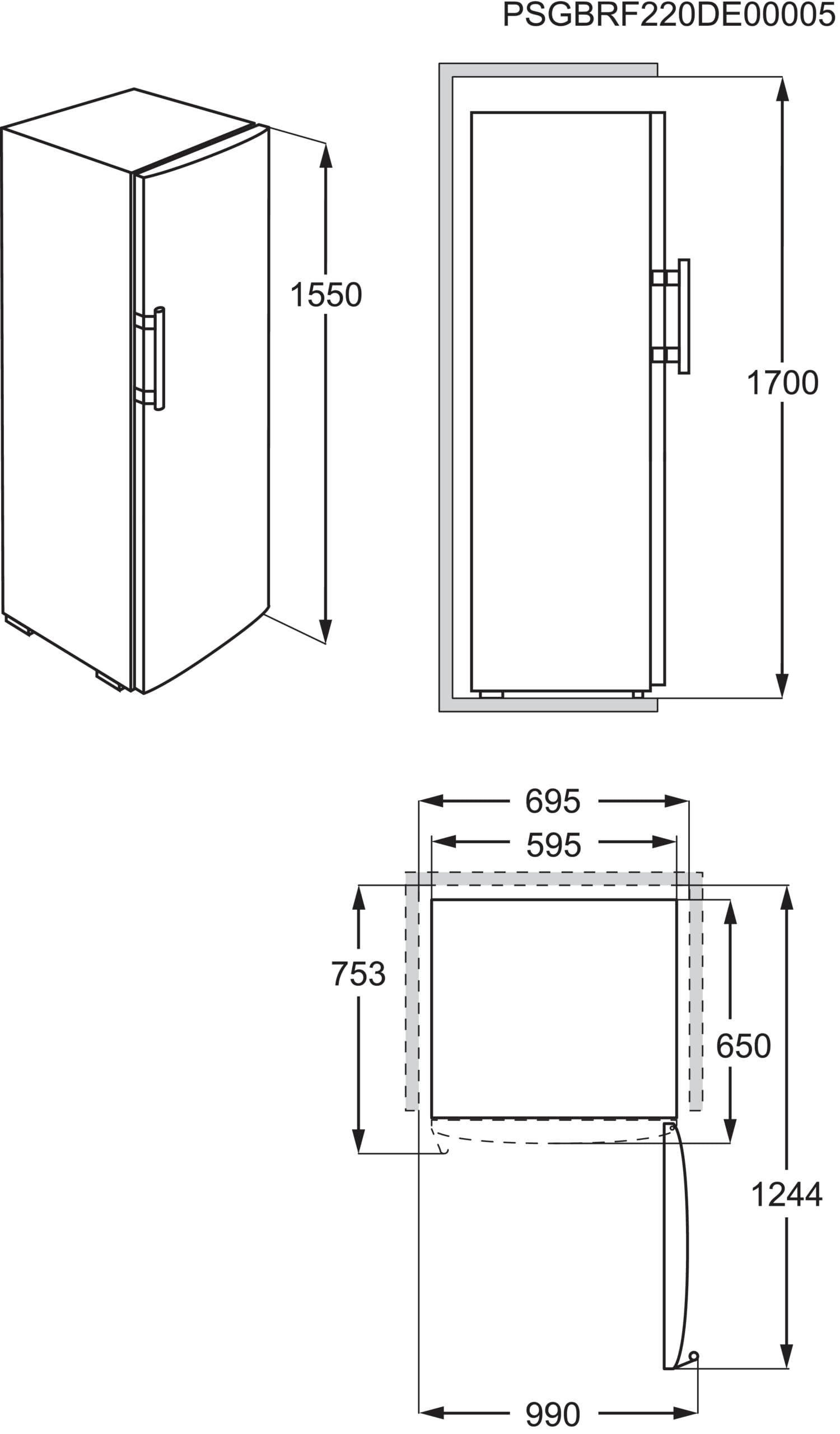 AEG AGB332E2NW Freistehender-Gefrierschrank / 1550 mm / 226 L / NoFrost / Temperaturalarm / Farbe: Weiß / E