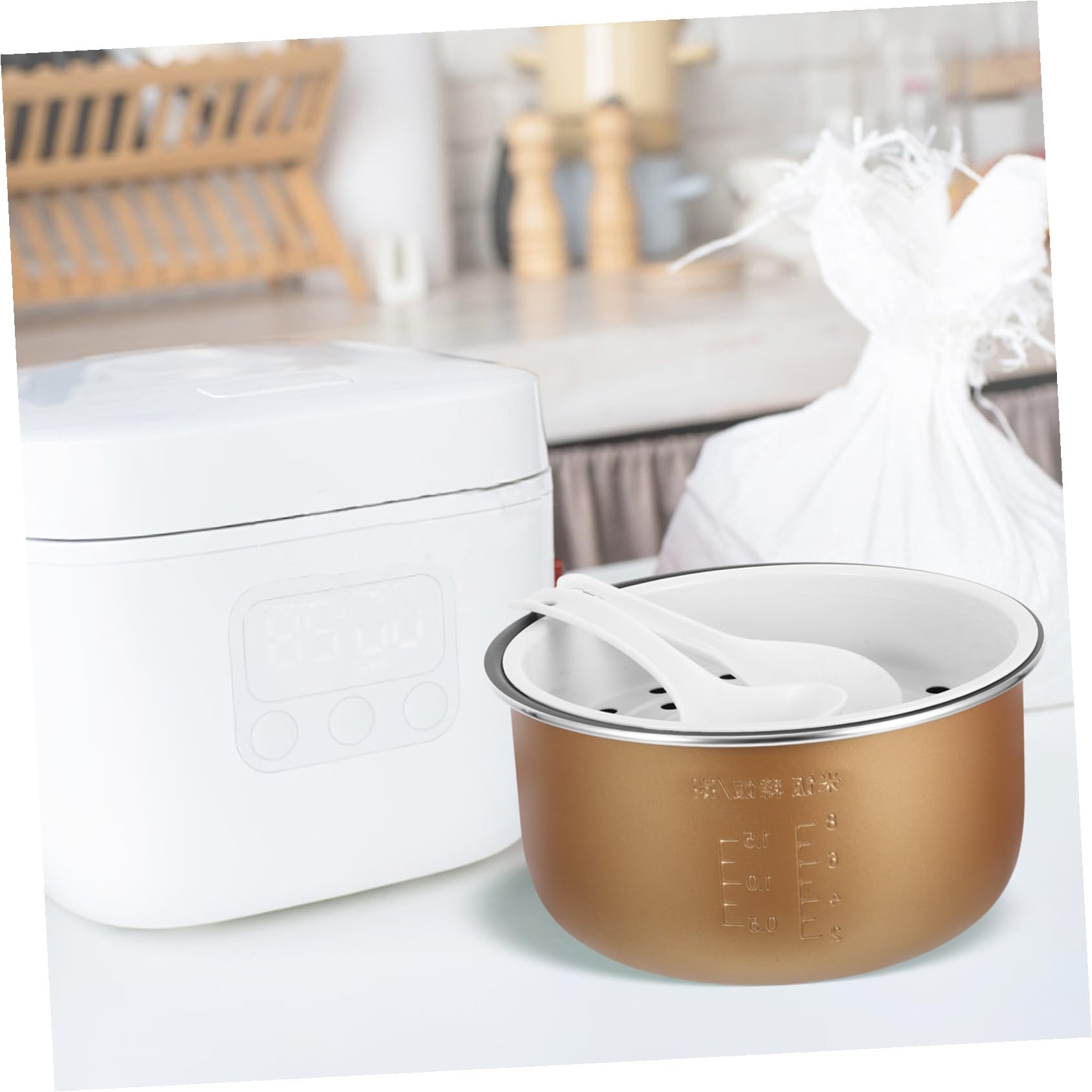 Olla Interior Diseño de Escala de Aleación de Aluminio Adecuado para Reemplazo Capacidad 4 L y Cocinar Sopa para Olla Arrocera Eléctrica en Cocina Doméstica