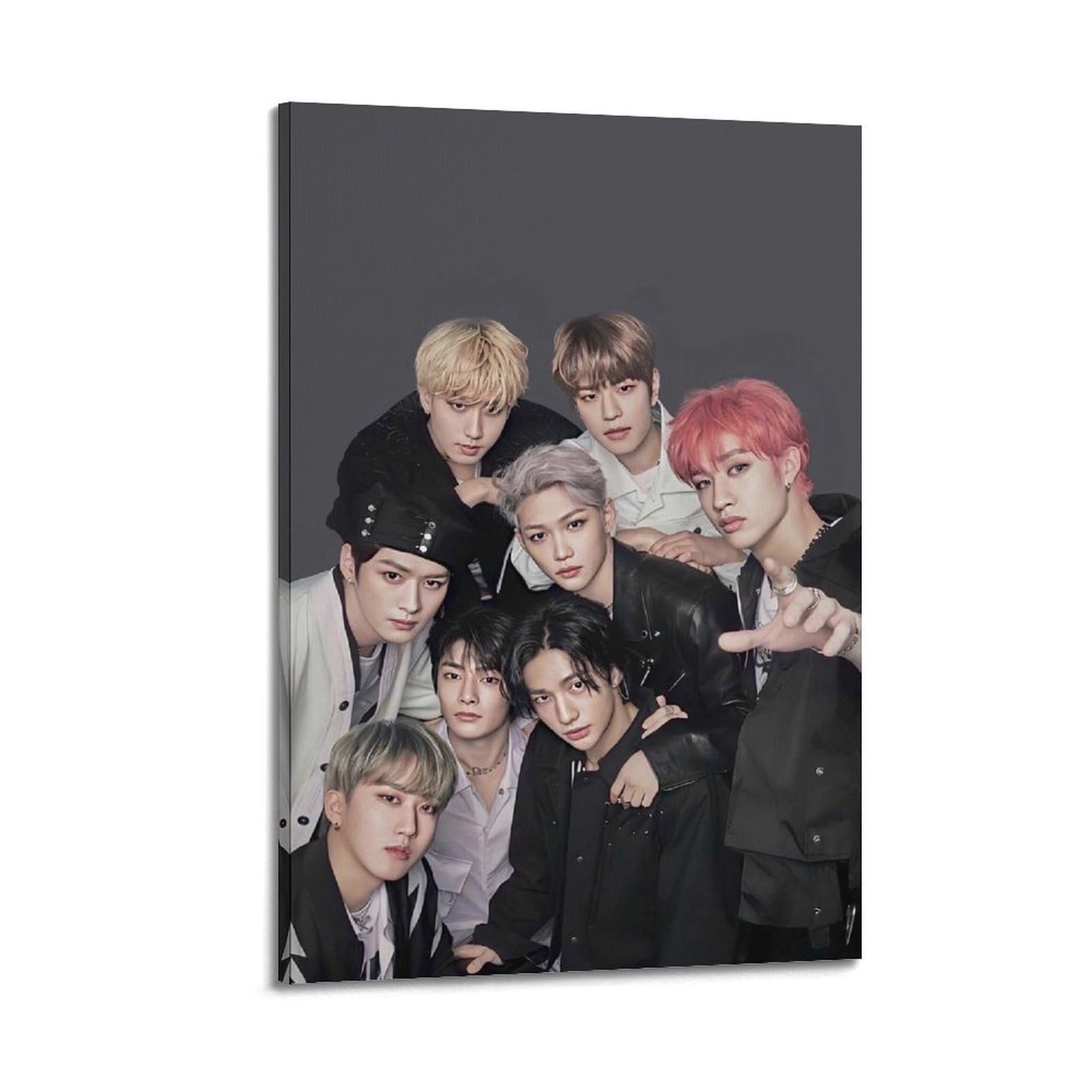 Kpop Poster Stray Kids Korean Boy Canvas Poster And Wall Art Modern Family Bedroom Gym Office Decor Gift 24x36inch(60x90cm) Frame-style
