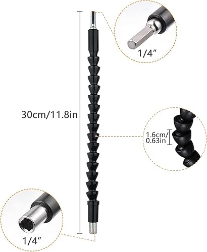 Miniatura 2 de Guyuyii 3 extensiones de broca flexible (11.8 pulgadas)  Soporte flexible para puntas de destornillador para espacios reducidos y esquinas muertas